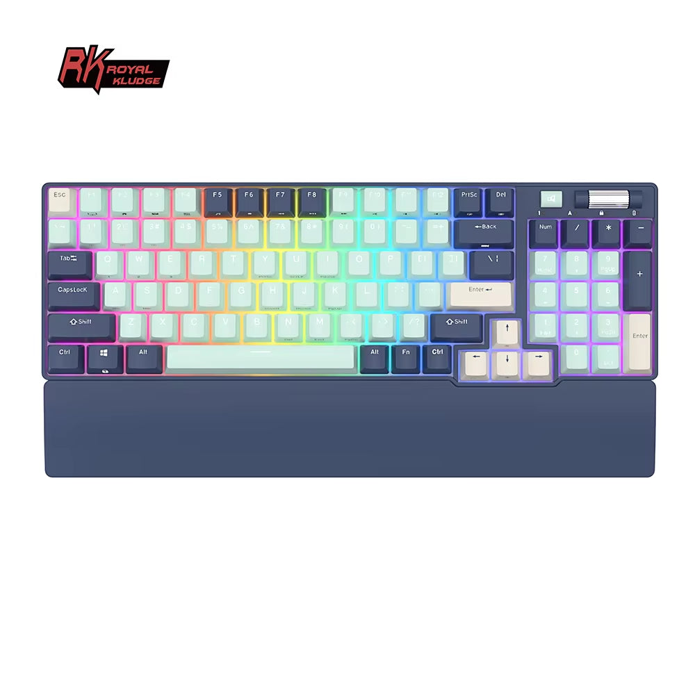 ROYAL KLUDGE 96 RGB Tri-Mode BT5.0/2.4G/USB-C Hot-Swappable Mechanical Keyboard 96 Keys Bluetooth Wireless Gaming Keyboard