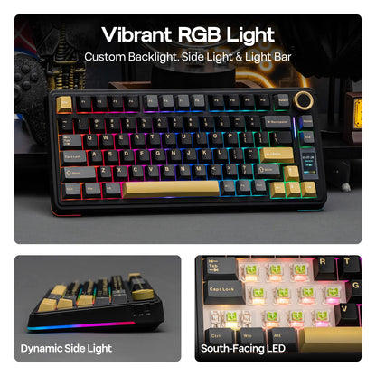 EPOMAKER X Aula EA75 MAX Wireless 75% Mechanical Keyboard Gasket Gaming Keyboard with Screen & Knob Hot-Swappable Lubed Switches RGB Backlit PBT Keycaps Tri-Mode USB-C/BT 5.0/2.4Ghz Keyboards Gaming Keyboards for Gaming Creamy Keyboard