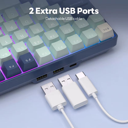 ROYAL KLUDGE 96 RGB Tri-Mode BT5.0/2.4G/USB-C Hot-Swappable Mechanical Keyboard 96 Keys Bluetooth Wireless Gaming Keyboard