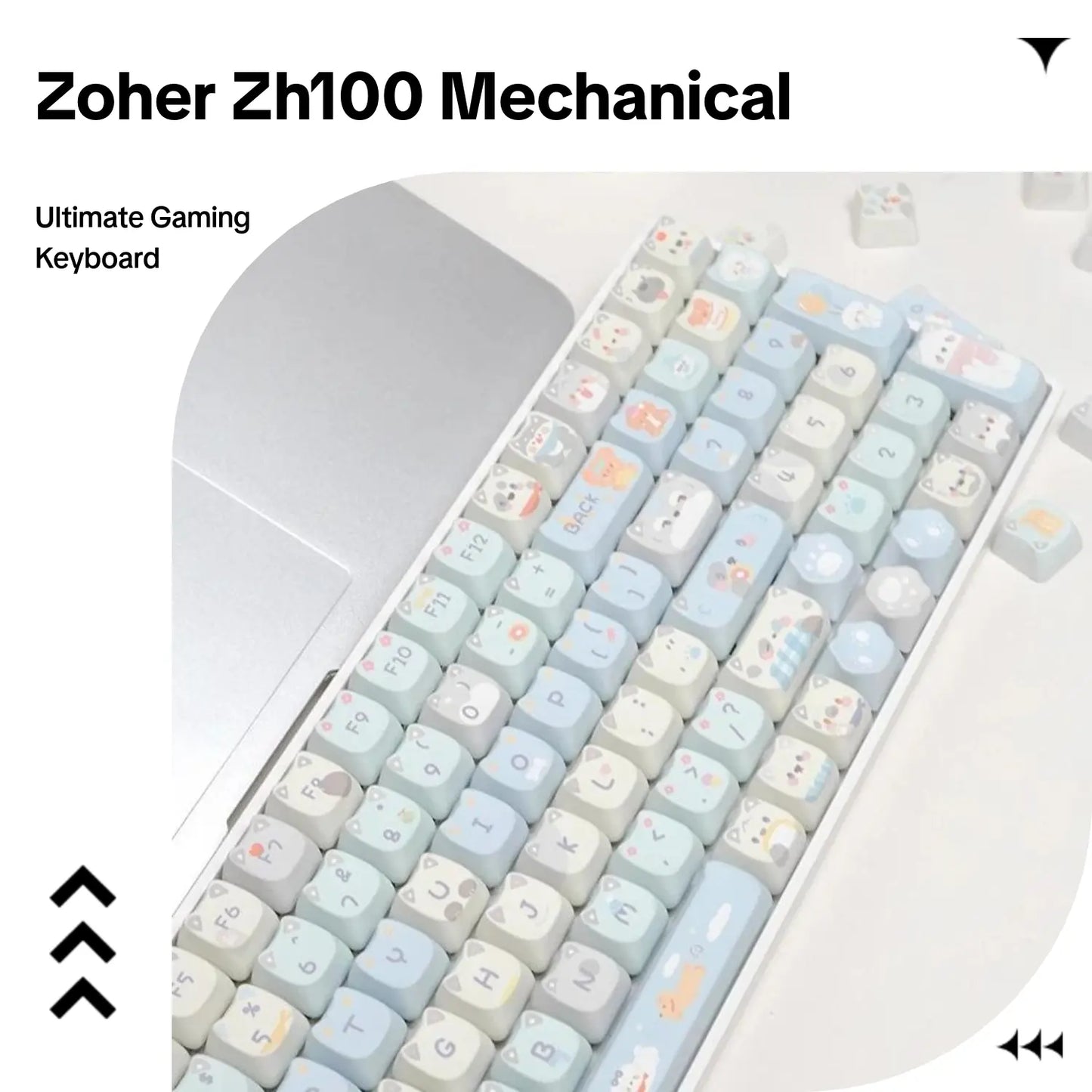 The Zoher ZH100 Mechanical Keyboard Features a 2.4G Three-Mode Connection, RGB Backlighting, a Custom Gaming Keyboard, and a Numeric Keypad. It'S Suitable for Office Work, Has a Cute Design, and Is Ideal for PC Gamers.