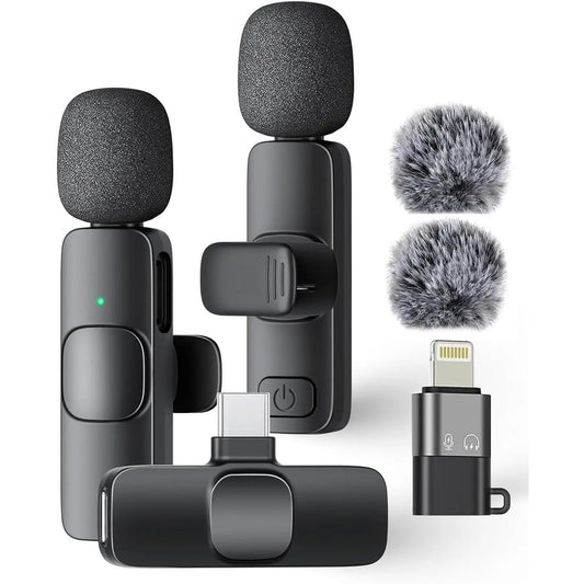 Wireless Mini Lavalier Microphone for Iphone Ipad Android Phone PC Laptop Plug-Play Mini Mic with Noise Reduction Lapel Microphone for Video Recording Interview Podcast Vlog Youtube Tiktok Wireless Microphones