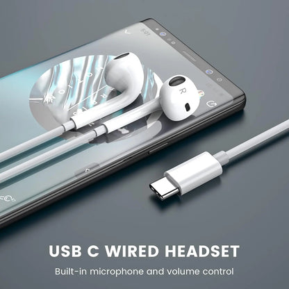 USB C Headphones in Ear Wired Headphones with Microphone for S23/Note 20/Pixel 7 Macbook Pro and Other Smartphones with USB C Interface